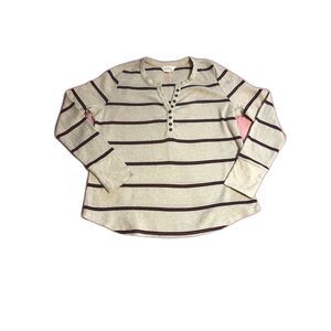 Market & Spruce Striped Henley Top - Size Large